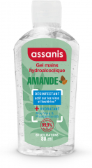Assanis Gel main hydroalcoolique antibactérien 80 ml parfum amande