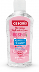 Assanis Gel main hydroalcoolique antibactérien 80 ml parfum rose